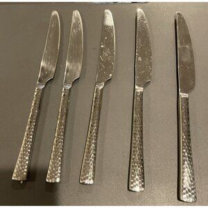 Tomodachi Hampton 18/10 Ella Stainless Steel Hammered Set Of 5 Dinner‎ Knifes